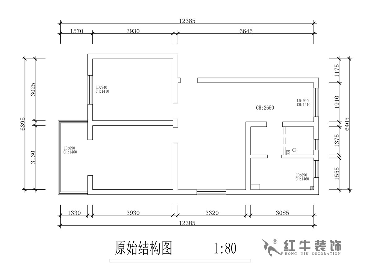 蔣?。T坎110號(hào)3-501-75㎡-現(xiàn)代簡(jiǎn)約風(fēng)格｜2室2廳1衛(wèi)｜舊房裝修｜成品家￥120000｜全包12萬(wàn)｜00_01原始結(jié)構(gòu)圖