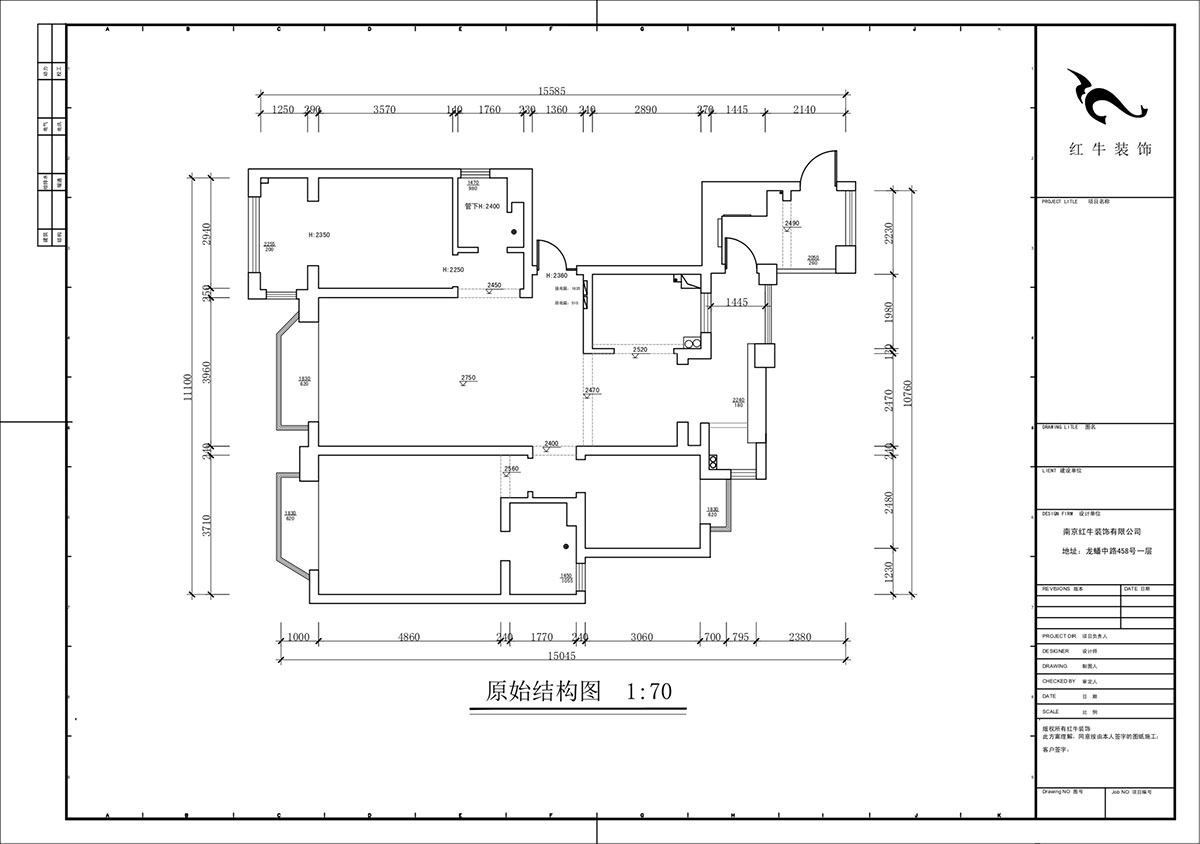 蔣?。鸪?1-3-2206-140㎡-法式奶油風(fēng)格｜3室2廳2衛(wèi)｜新房裝修｜定制家｜全包23萬｜00_01原始結(jié)構(gòu)圖