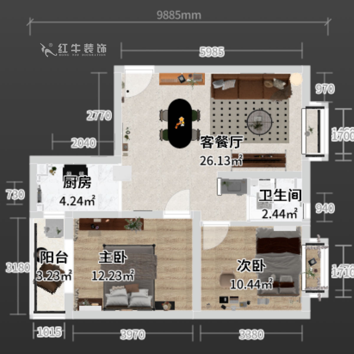蔣?。偌液骰▓@倫敦城23-801-75㎡-復(fù)古風(fēng)｜2室1廳1衛(wèi)｜二手房裝修｜定制家｜全包12萬｜00_03平面彩圖