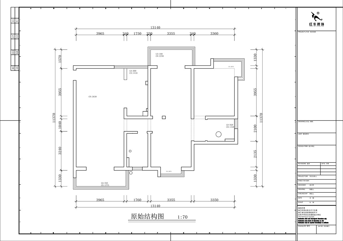 蔣?。邓{星座1-804-130㎡-現(xiàn)代簡約風(fēng)格｜3室2廳2衛(wèi)｜老房裝修｜定制家｜全包19萬｜00_01原始結(jié)構(gòu)圖