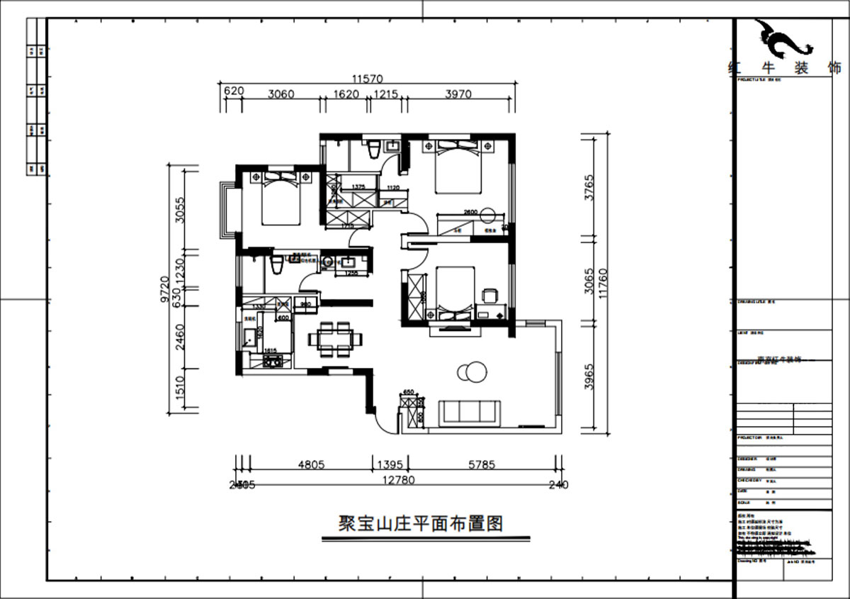 朱彥｜聚寶山莊海棠街區(qū)5-1203-130㎡-現(xiàn)代簡約風格｜3室2廳2衛(wèi)｜老房改造｜定制家｜全包16萬｜00_02平面布置圖