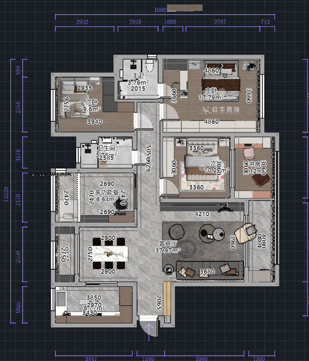 熊皓宇|升龍?zhí)靺R-瓏悅-140㎡-現(xiàn)代輕奢風格|4室2廳2衛(wèi)|老房裝修|定制家|全包19
