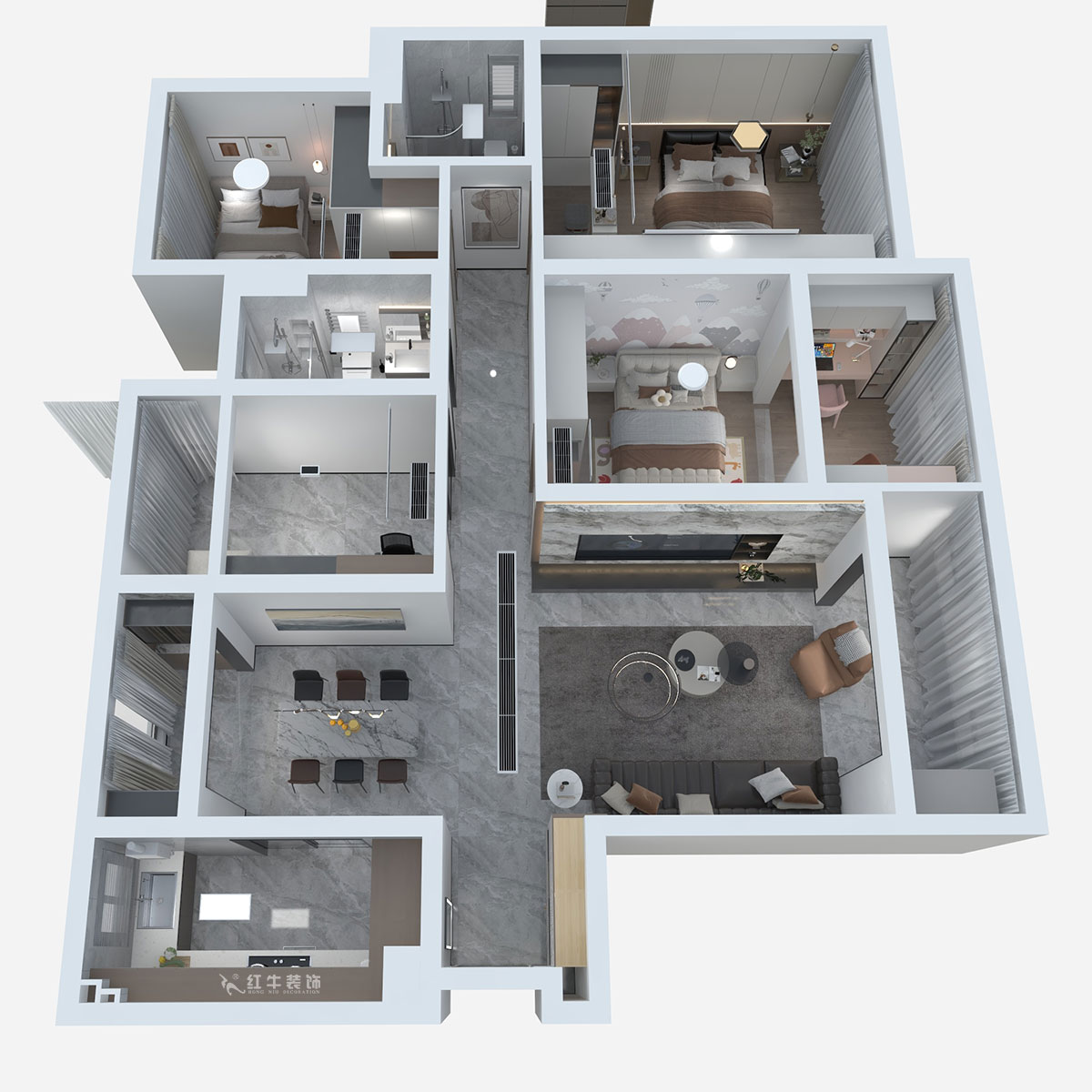 熊皓宇|升龍?zhí)靺R-瓏悅-140㎡-現(xiàn)代輕奢風格|4室2廳2衛(wèi)|老房裝修|定制家|全包19