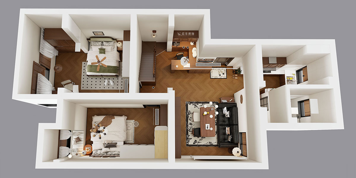 蔣?。鼕W體新城翠杉園15-507-(72+40)㎡-中古風(fēng)｜復(fù)式｜2室1廳1衛(wèi)+閣樓｜老房裝修｜定制家｜全包12萬｜00_04鳥瞰圖